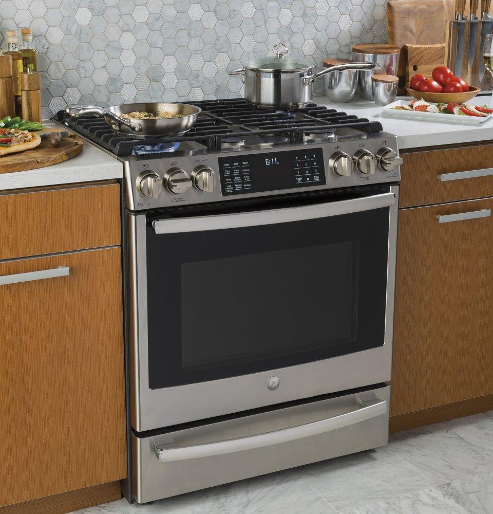 GE Profile™ 30" Smart Slide-In Front-Control Gas Range