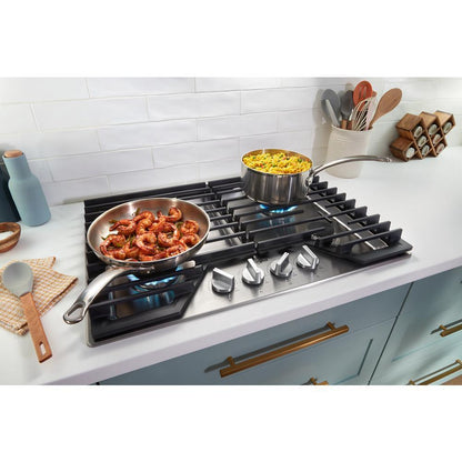 Whirlpool WCGK5030PB 30-inch Gas Cooktop with EZ-2-Lift™ Hinged Cast-Iron Grates