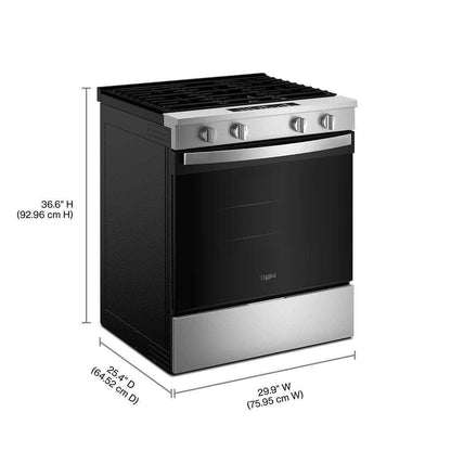 Whirlpool WSGS4530TZ 30-inch Gas Smart Range with Air Cooking Technology and Steam Clean