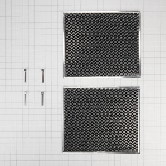 Whirlpool W10905734 30-IN Range Hood Recirculation Filter Kit - Silver (Includes Two 16 1/2-IN X 11 1/2-IN Charcoal Filters and Four Clips)