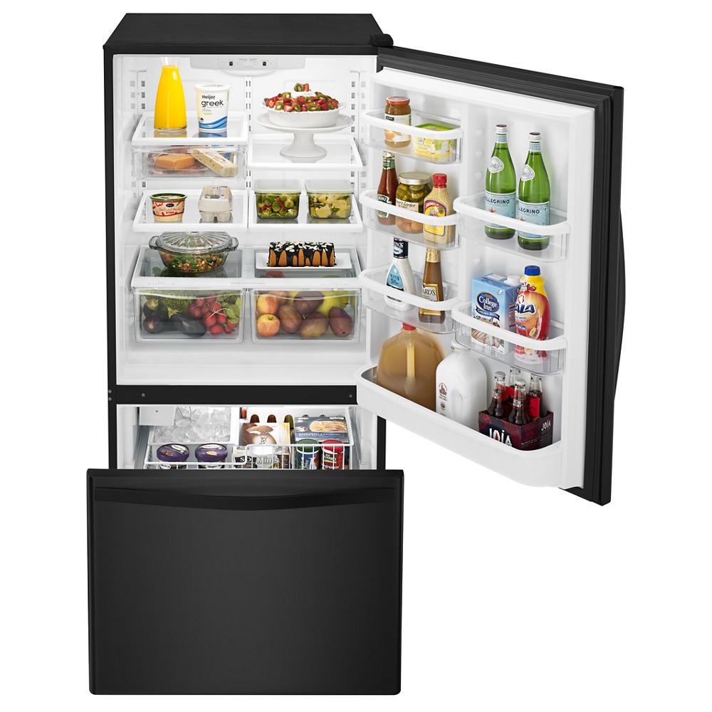 Whirlpool WRB322DMBB 33-inches wide Bottom-Freezer Refrigerator with SpillGuard™ Glass Shelves - 22 cu. ft