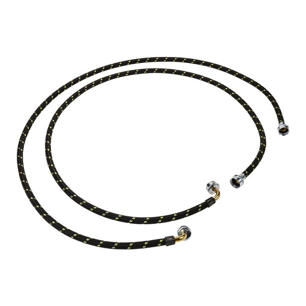 Kitchenaid 8212638RC 6' braided washer fill hoses rated 1500+ PSI with two female connections, and built-in O-Rings - 2 pack