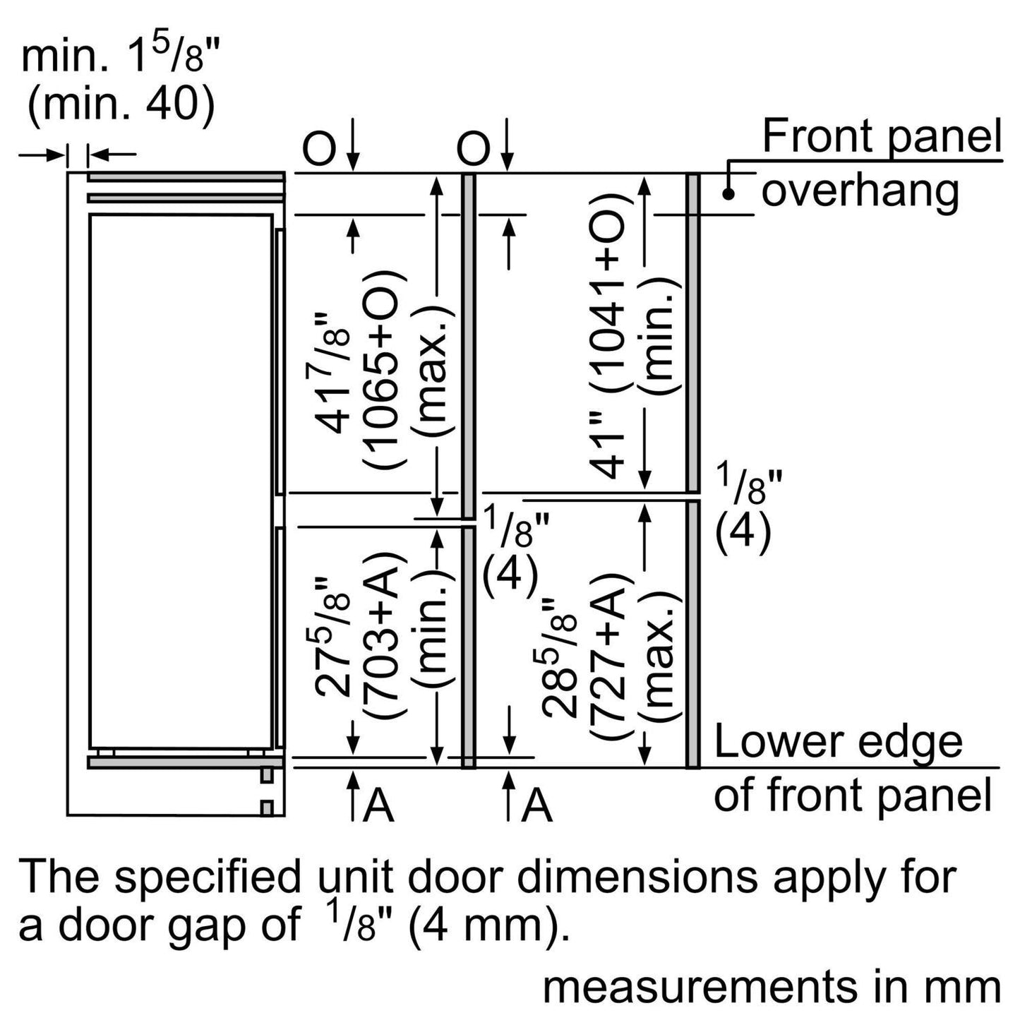 Bosch B09IB91NSP 800 Series, built-in fridge-freezer with freezer at bottom, soft close flat hinge