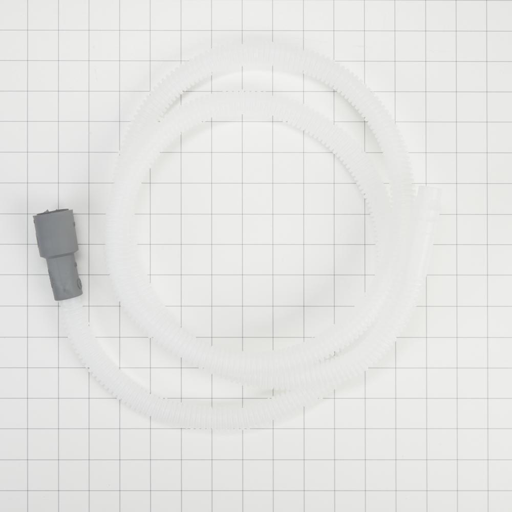 Whirlpool 8269144A Dishwasher Drain Hose Extension, White-colored, with 6' flexible corrugated plastic hose for tall tub models