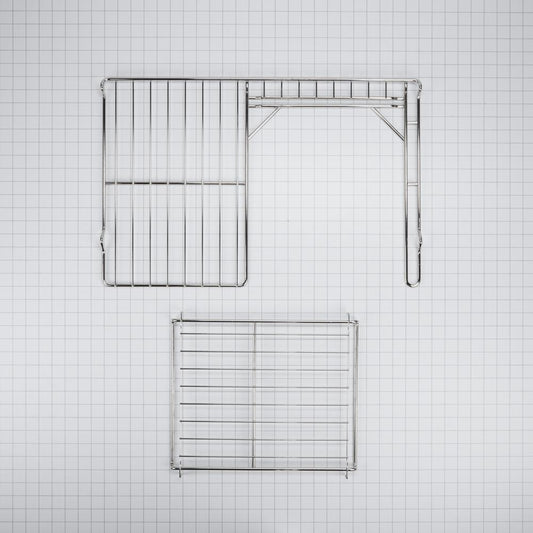 Kitchenaid 4396927 24" L x 15 3/4" D Split Oven Rack, Stainless Steel, half-shelf design, with 11 1/4" L x 14" D removable rack section