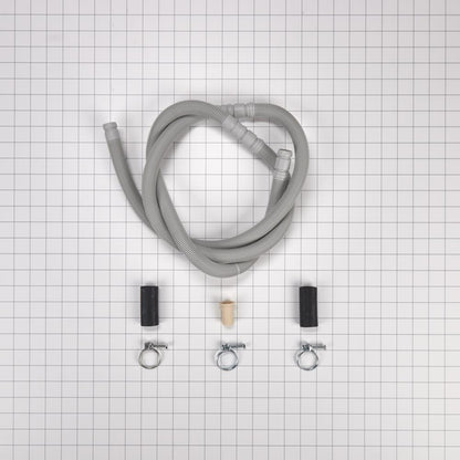 Kitchenaid W10712310 Dishwasher drain hose, extends 100-150 inches, with 3 metal wire hose clamps and 2 molded rubber straight end fittings