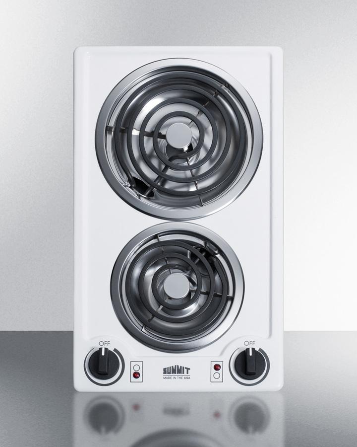 Summit CCE211WH 12" Wide 115v 2-burner Coil Cooktop