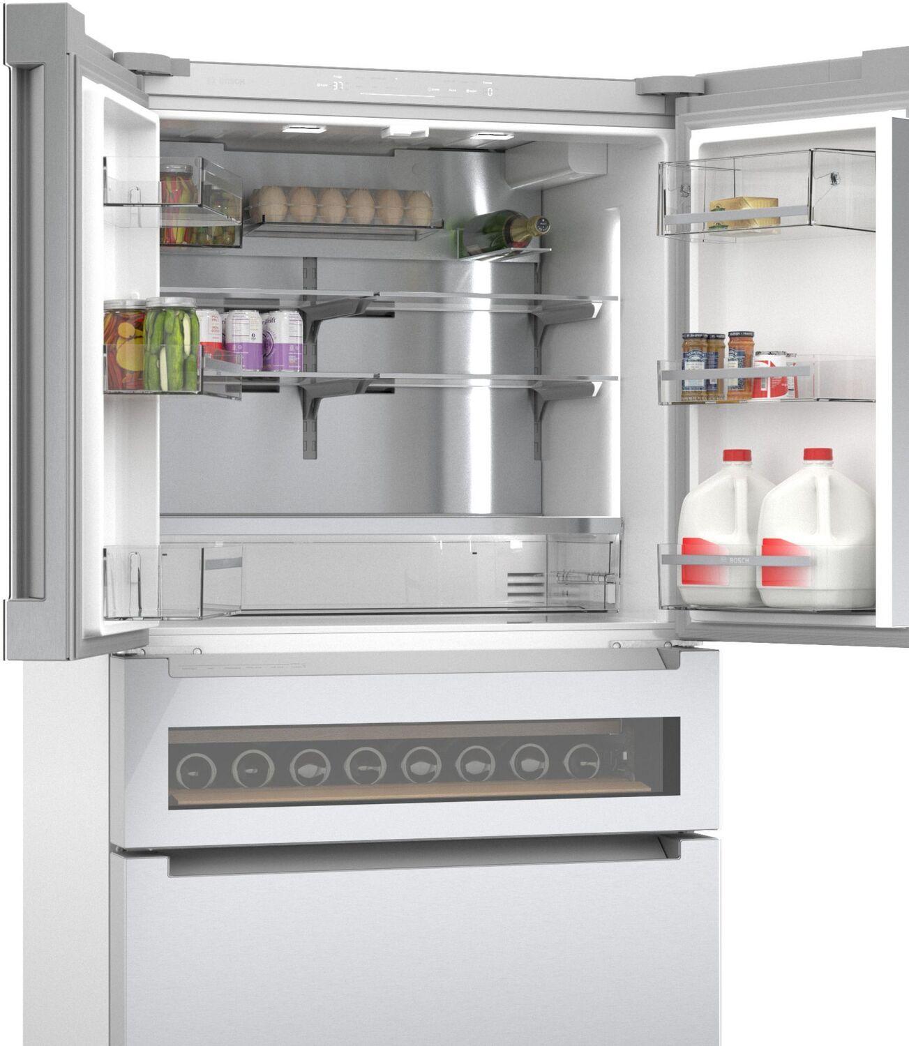 Bosch B36CL81ENG 800 Series, French Door Bottom Mount Refrigerator, Glass door, 36'', Stainless steel