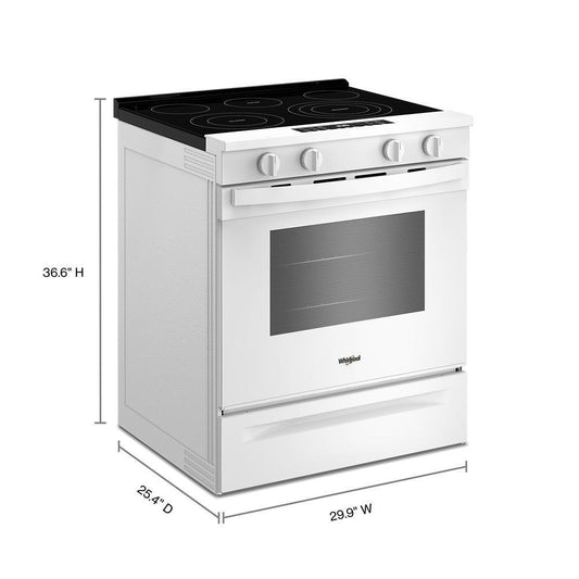 Whirlpool WSES5030SW 30-inch Electric Smart Range with Air Cooking Technology