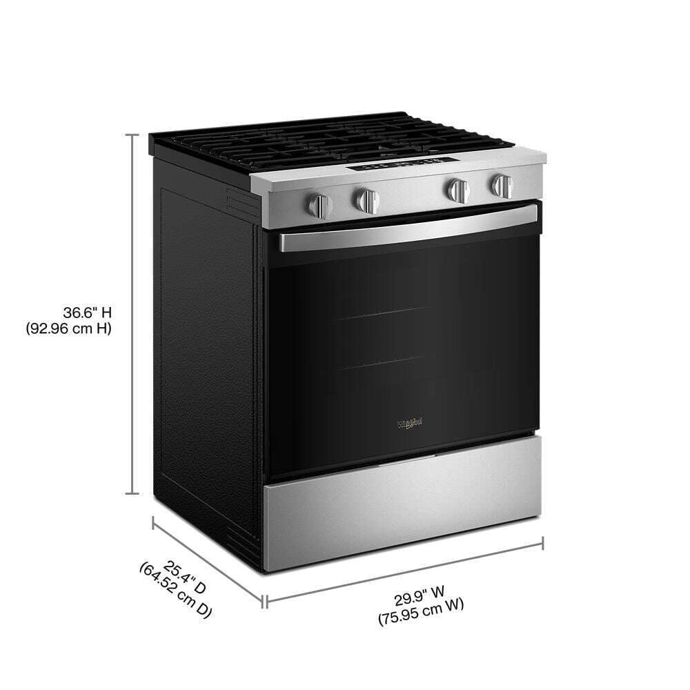 Whirlpool WSGS3330TS 30-inch Gas Range with No Preheat Mode and Slow Cook