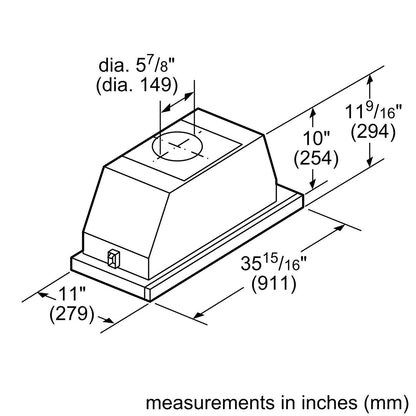 Bosch HUI56551UC 500 Series, telescopic cooker hood, 36'', Stainless steel
