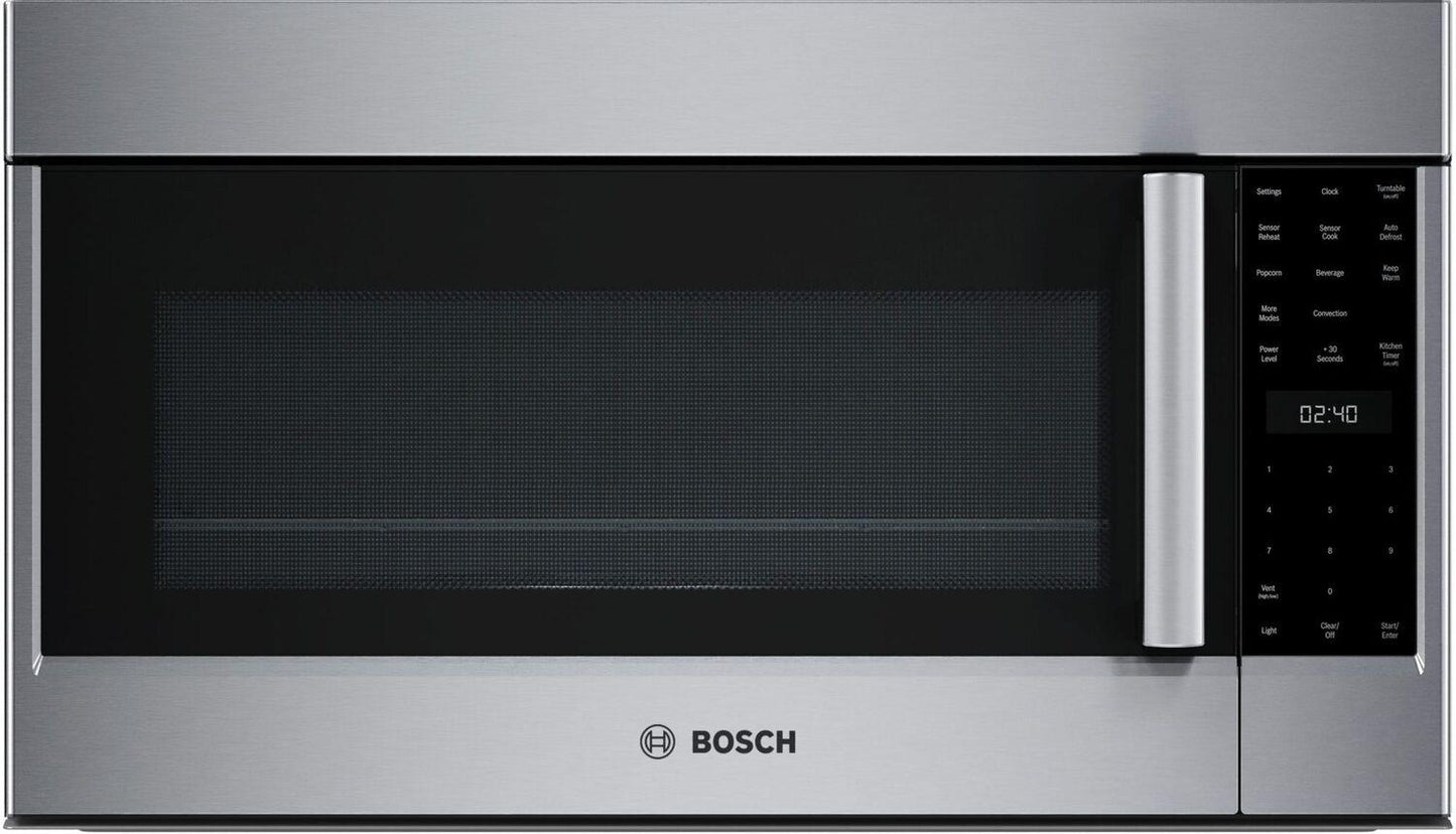 Bosch HMV8054U 800 Series, Over-The-Range Microwave, 30'', Door Hinge: left, Stainless steel