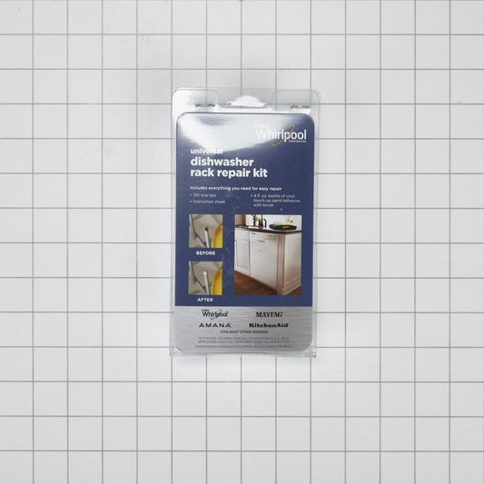 Kitchenaid 4396838RC Dishwasher Rack Repair Kit with White Tine Tips and Vinyl Touch-up Paint - Repairs Two Racks and Cover Scratches