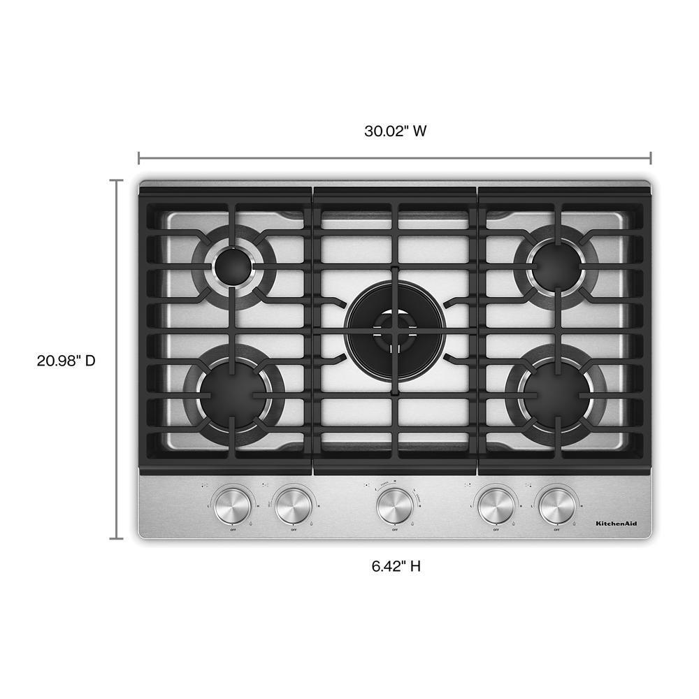 KCGK530SSS KitchenAid® 30 in. Gas Cooktop with 5 Burners and Integrated Wok Grate