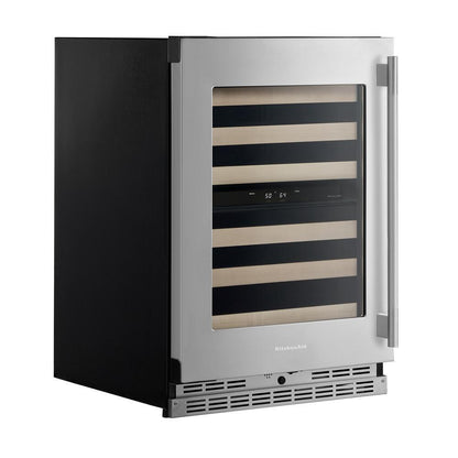 Kitchenaid KUWL524SPS 24" Undercounter Wine Cellar with Full-Extension Wood-Front Racks