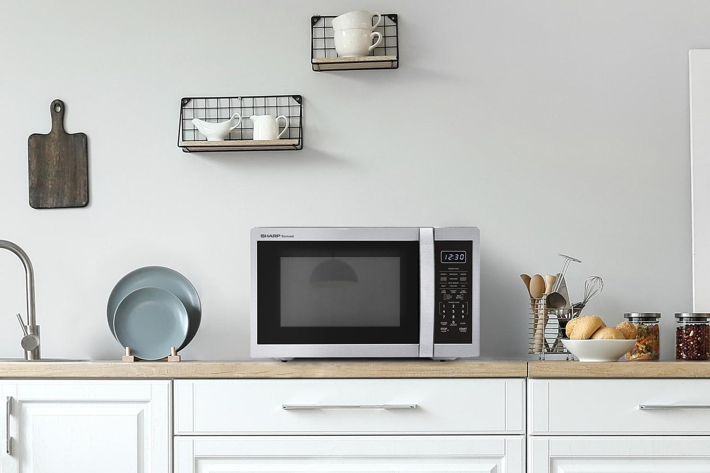 SMC1450KS Sharp 1.4 cu. ft. 1100W Stainless Steel Countertop Microwave Oven
