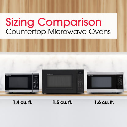 SMC1660KS Sharp 1.6 cu. ft. 1100W Stainless Steel Countertop Microwave Oven