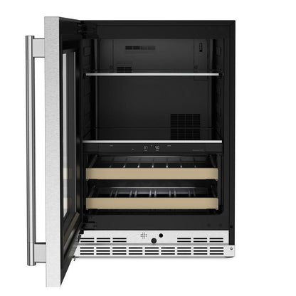 Kitchenaid KUBL524SPS 24" Beverage Center with Glass Door and Wood-Front Racks