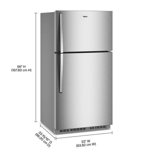 WRTX7421TZ Whirlpool® 32.8-inch Wide Top Freezer Refrigerator with Total Coverage Cooling- 21.3 Cu. Ft.