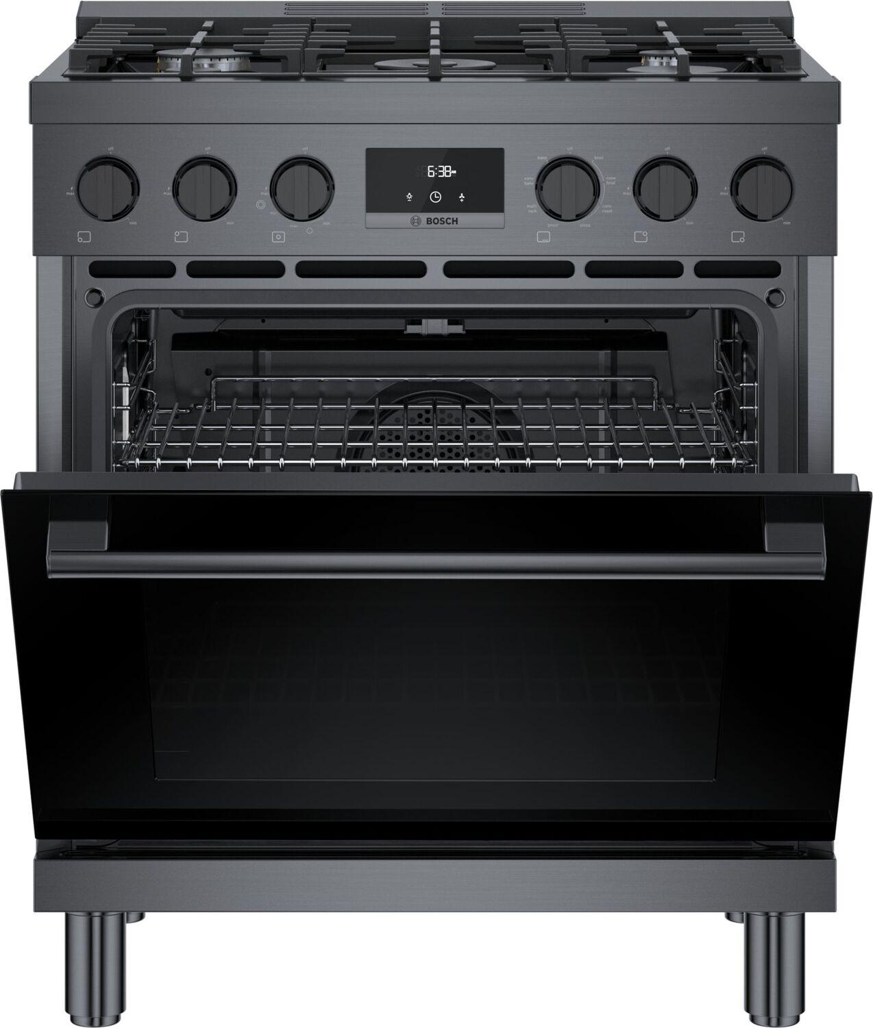 Bosch HDS8045U 800 Series Dual Fuel Freestanding Range 30" Black Stainless Steel