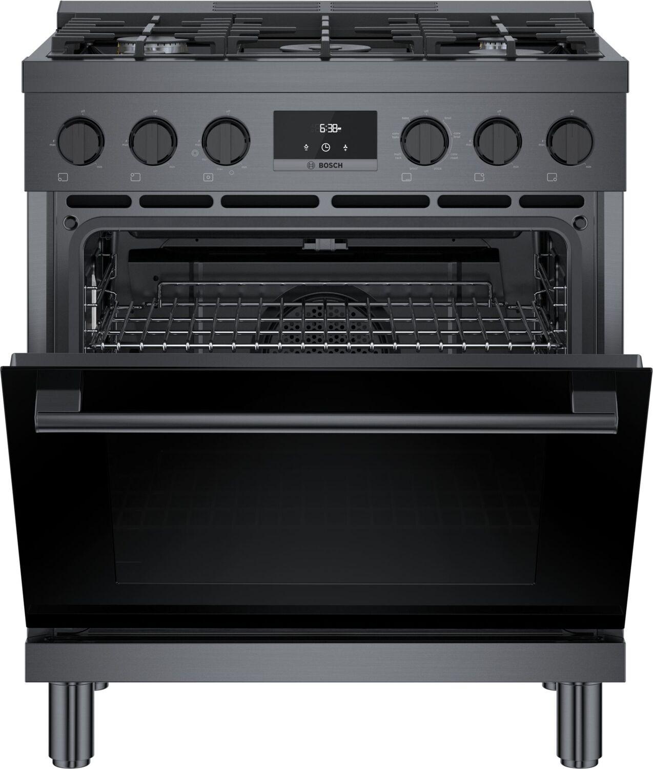 Bosch HDS8045U 800 Series, Dual fuel freestanding range, 30'', Black stainless steel