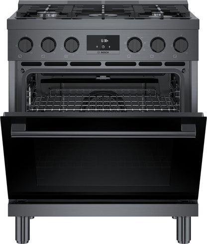 Bosch HDS8045U 800 Series, Dual fuel freestanding range, 30'', Black stainless steel