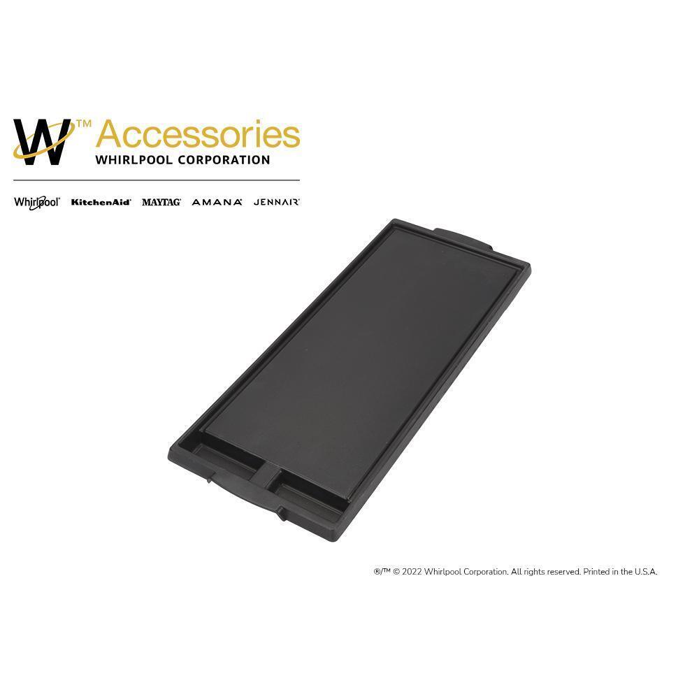 Kitchenaid W10432544 Range Griddle - Black with Non-Stick Surface Cast Aluminum, 2-Divided Grease Wells and Recessed Drain Channels (1-IN H X 7 3/4-IN W X 19 3/4-IN D)