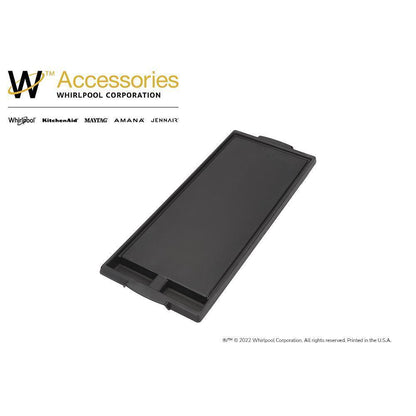 Kitchenaid W10432544 Range Griddle - Black with Non-Stick Surface Cast Aluminum, 2-Divided Grease Wells and Recessed Drain Channels (1-IN H X 7 3/4-IN W X 19 3/4-IN D)
