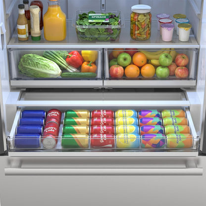 SJF2752MS Sharp 26.5 cu.ft. Counter Depth 36 in. French 3-Door Refrigerator with Internal Water Dispenser in Stainless Steel