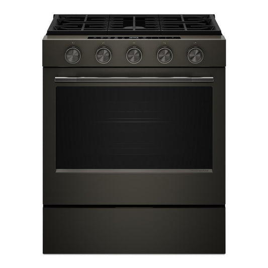 Kitchenaid KSGS530SBE 5.0 Cu. Ft. Smart Slide-in Gas Range with Convection Cooking Modes and 2-in-1 Burner