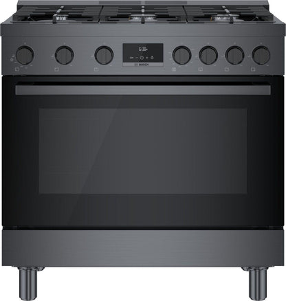 Bosch HGS8645UC 800 Series, Gas freestanding range, 36'', Black stainless steel