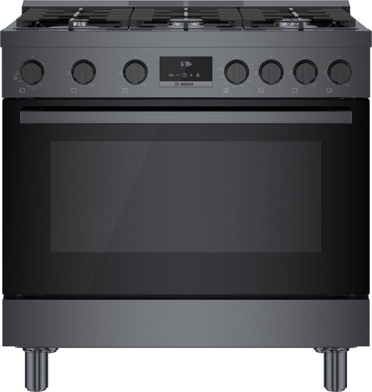 Bosch HGS8645UC 800 Series, Gas freestanding range, 36'', Black stainless steel