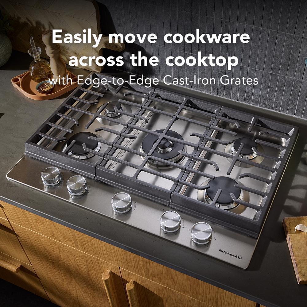 KCGK530SSS KitchenAid® 30 in. Gas Cooktop with 5 Burners and Integrated Wok Grate