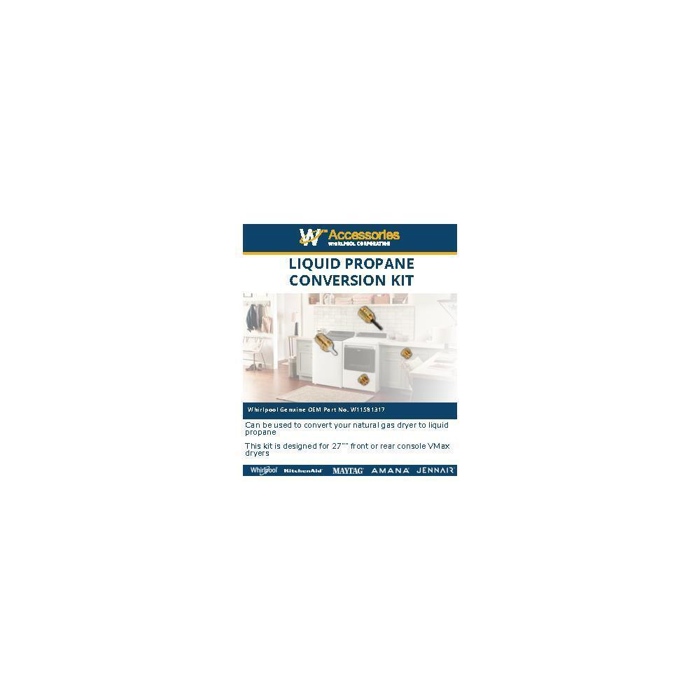 Maytag W11581317 Gas Dryer Conversion Kit fits 27" F/R console VMAX dryers, propane-orifice size-55, butane-orifice size-54