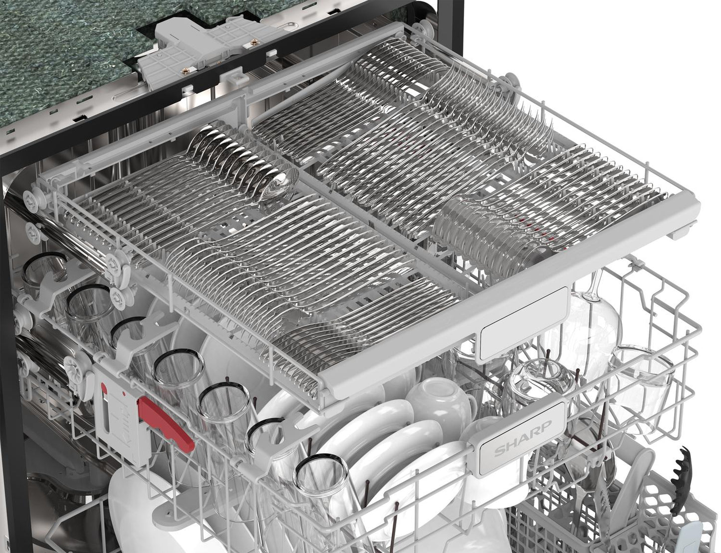 Sharp SDY6748SNS 24" Top Control Stainless Steel Handle 47 dBA Dishwasher with Auto Door Open