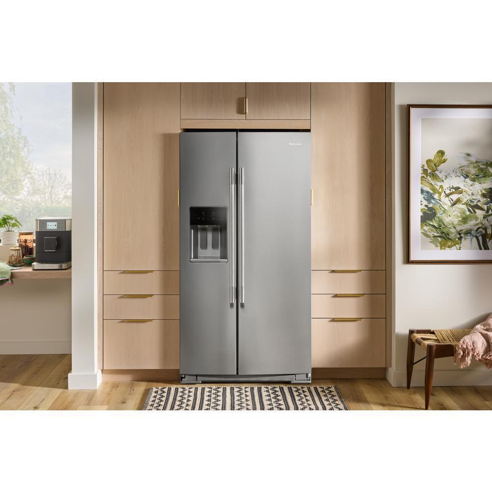 Kitchenaid KRSF336RPS 28.7 Cu. Ft. Side-by-Side Refrigerator with Exterior Ice and Water Dispenser and Removable Under-Shelf Wine Rack