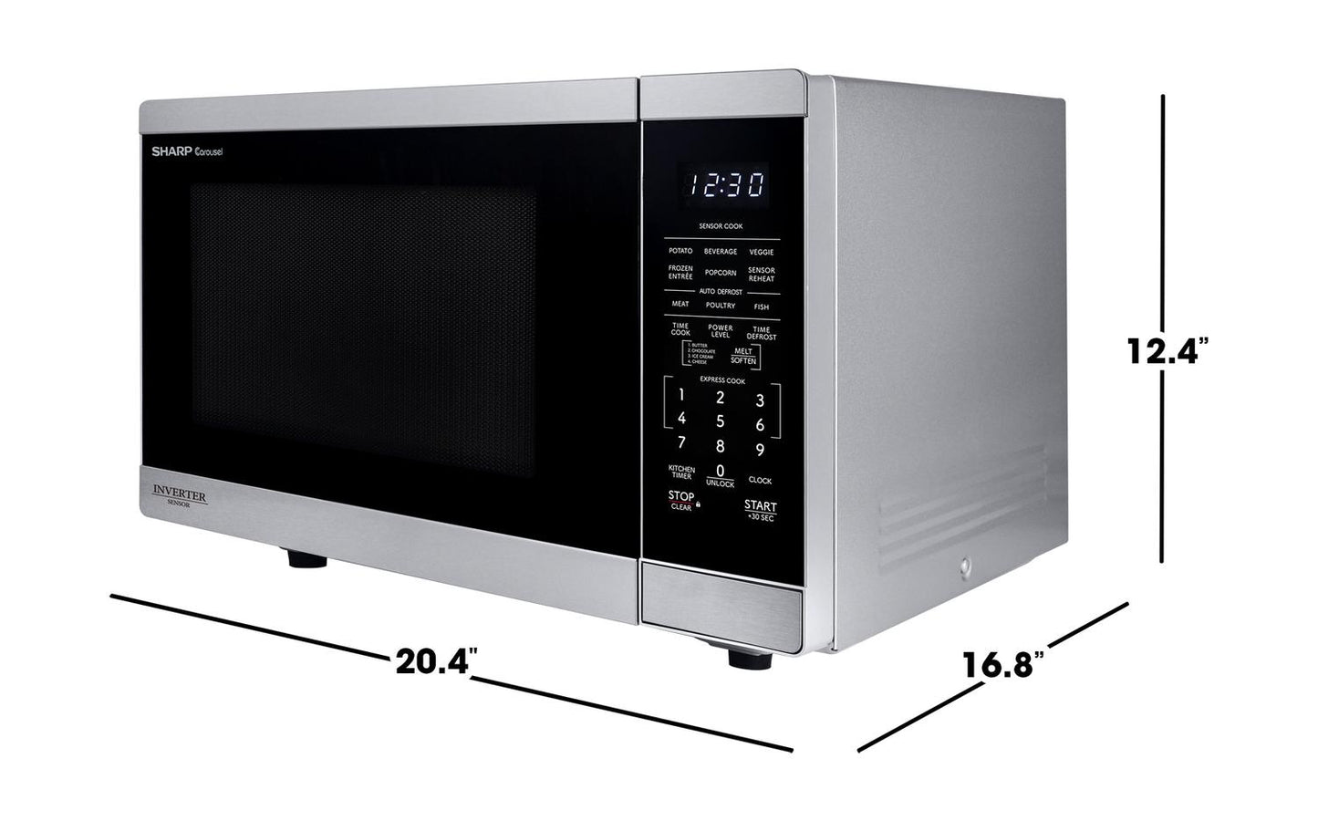 SMC1465KM Sharp 1.4 cu. ft. 1100W Stainless Steel Countertop Microwave Oven with Inverter Technology