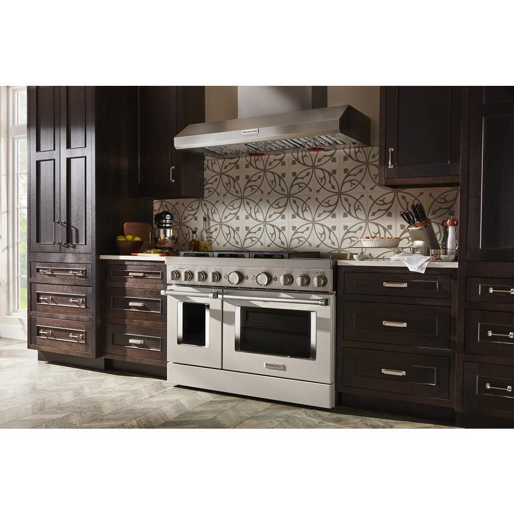 Kitchenaid KVWC958KSS 48'' 585 or 1170 CFM Motor Class Commercial-Style Wall-Mount Canopy Range Hood