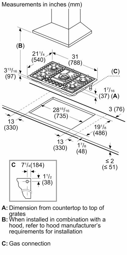 Bosch 800 Series Gas Cooktop 30" Stainless steel NGM8058UC