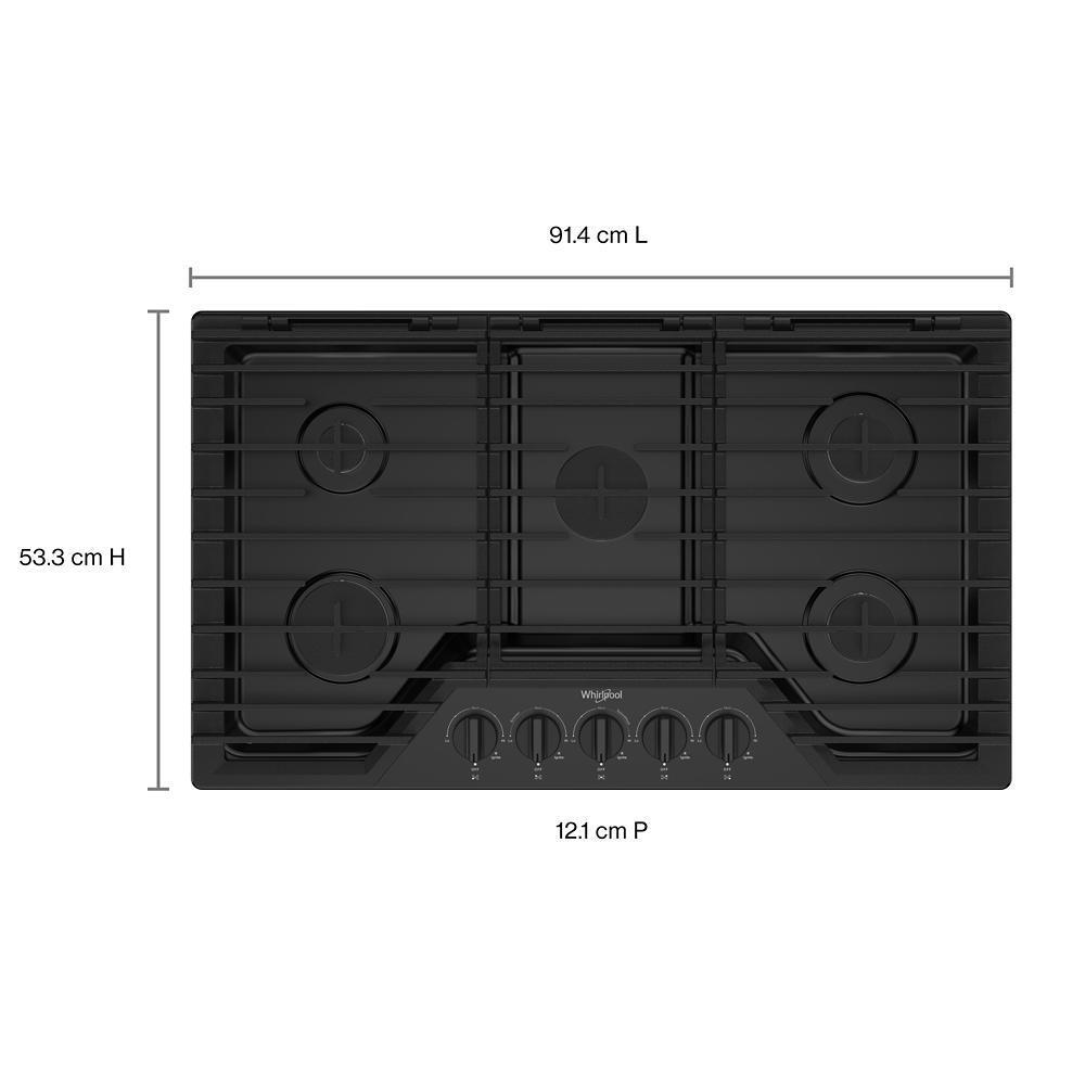 Whirlpool WCGK5036PB 36-inch Gas Cooktop with EZ-2-Lift™ Hinged Cast-Iron Grates