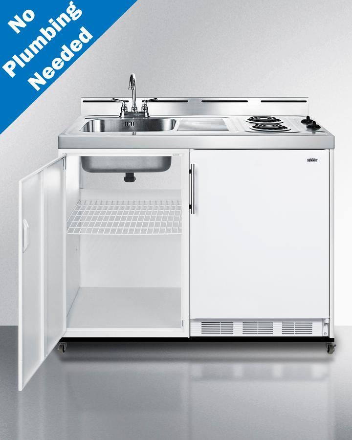 Summit C48ELPUMPMB 48" Wide Mobile All-in-one Kitchenette, No Plumbing Needed