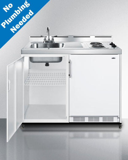 Summit C48ELPUMPMB 48" Wide Mobile All-in-one Kitchenette, No Plumbing Needed