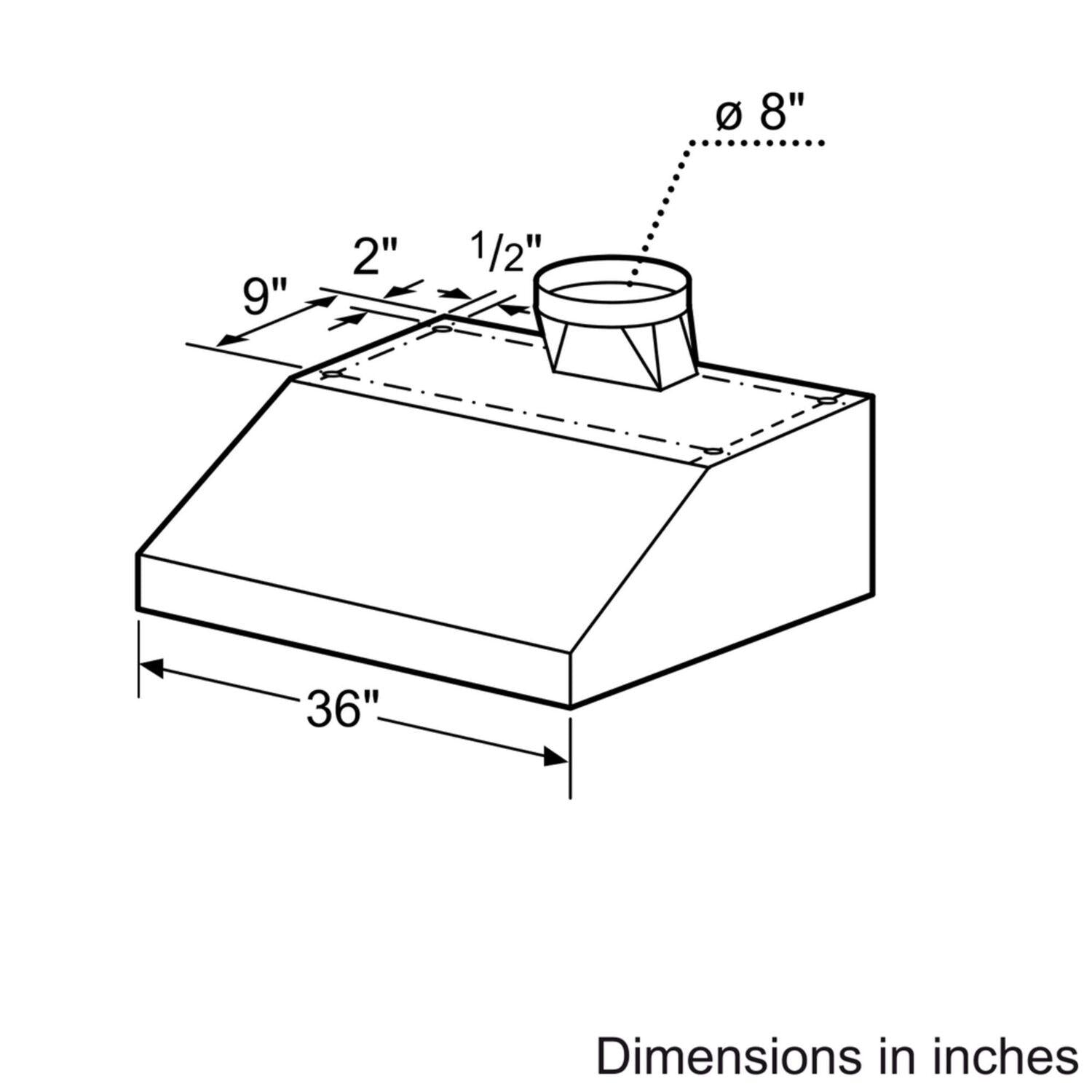 Bosch DPH36652UC 800 Series, 36" Under-cabinet Wall Hood, 600 CFM