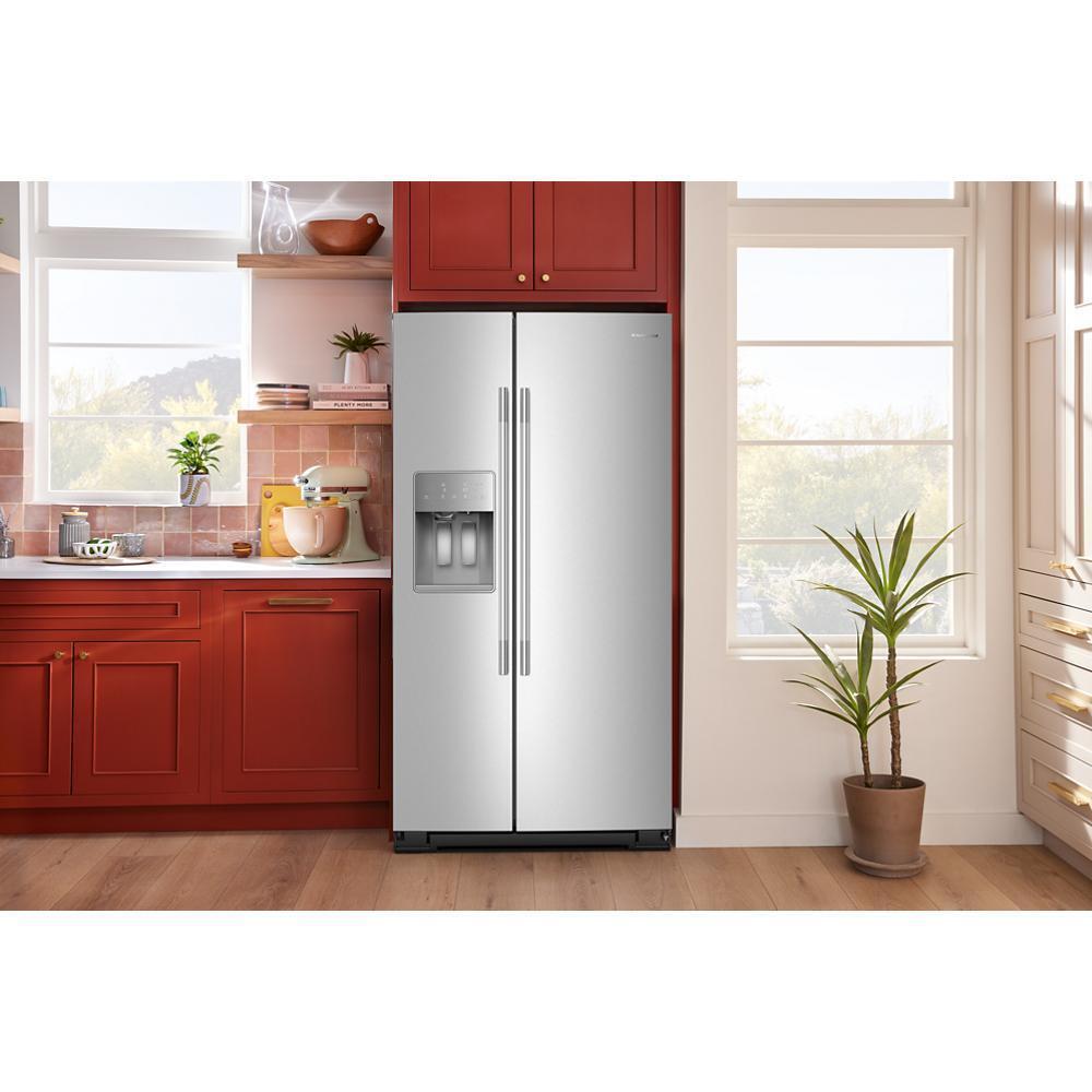 Kitchenaid KRSF336RPS 28.7 Cu. Ft. Side-by-Side Refrigerator with Exterior Ice and Water Dispenser and Removable Under-Shelf Wine Rack