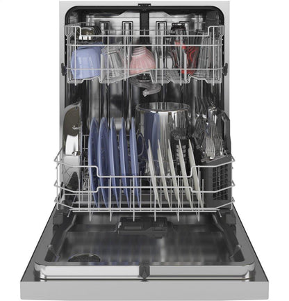 GE® Front Control with Stainless Steel Interior Dishwasher with Sanitize Cycle & Dry Boost