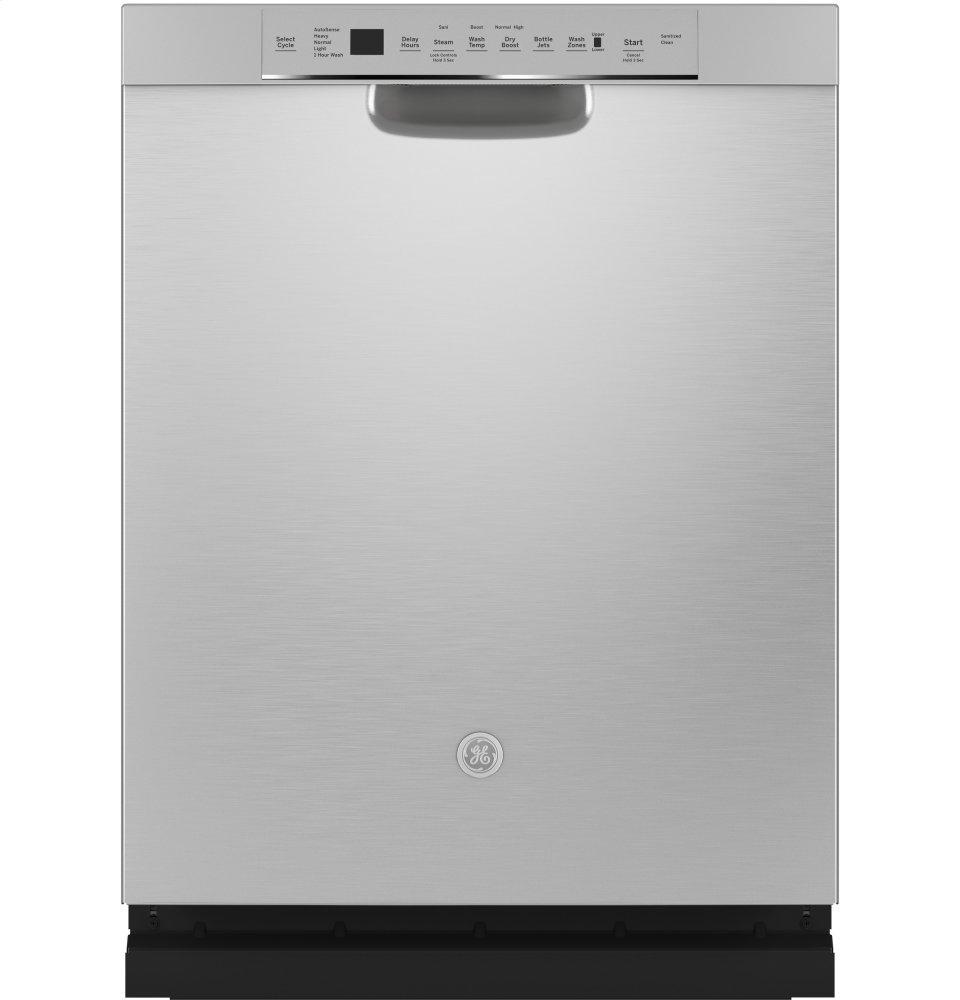 GE® Front Control with Stainless Steel Interior Dishwasher with Sanitize Cycle & Dry Boost