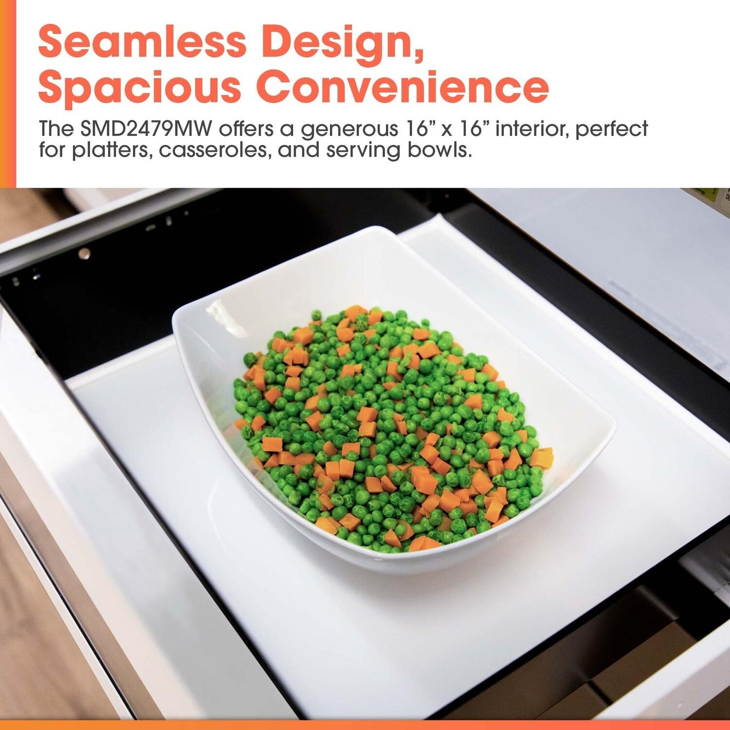 SMD2479MW Sharp 24 in. 1.2 cu. ft. Deco Series Built-In Smart Microwave Drawer™ Oven with Easy Wave Open in White