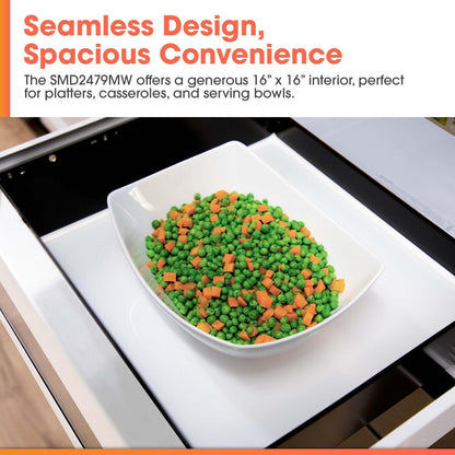 SMD2479MW Sharp 24 in. 1.2 cu. ft. Deco Series Built-In Smart Microwave Drawer™ Oven with Easy Wave Open in White
