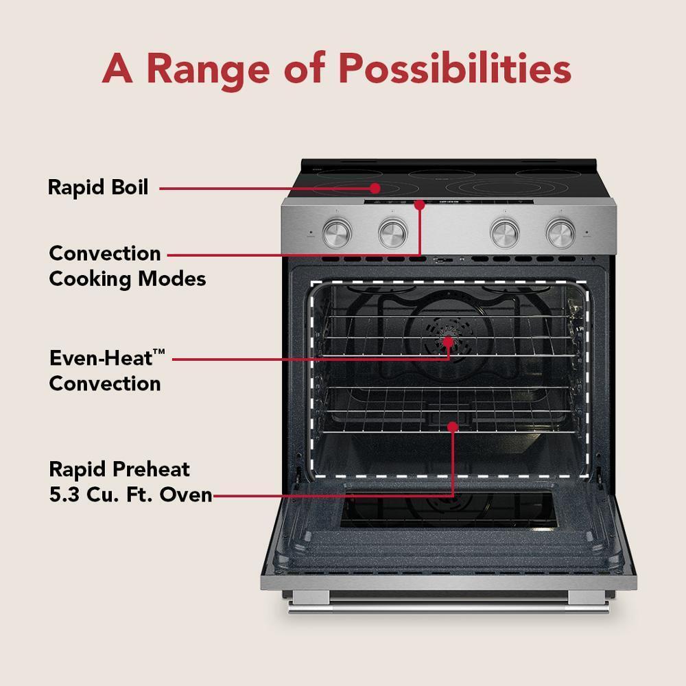 Kitchenaid KSES330SPS 5.3 Cu. Ft. Smart Slide-in Electric Range with Convection Cooking Modes