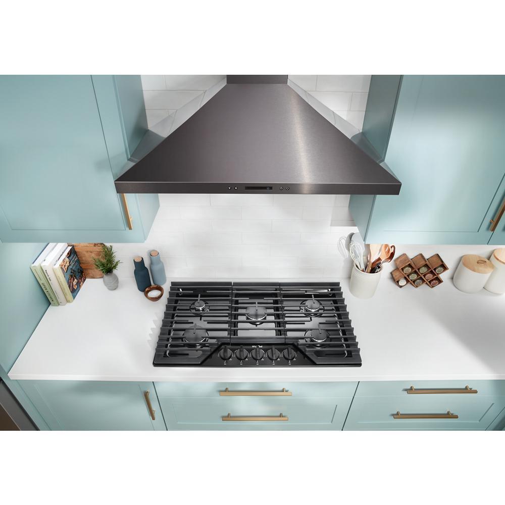 Whirlpool WCGK5036PB 36-inch Gas Cooktop with EZ-2-Lift™ Hinged Cast-Iron Grates